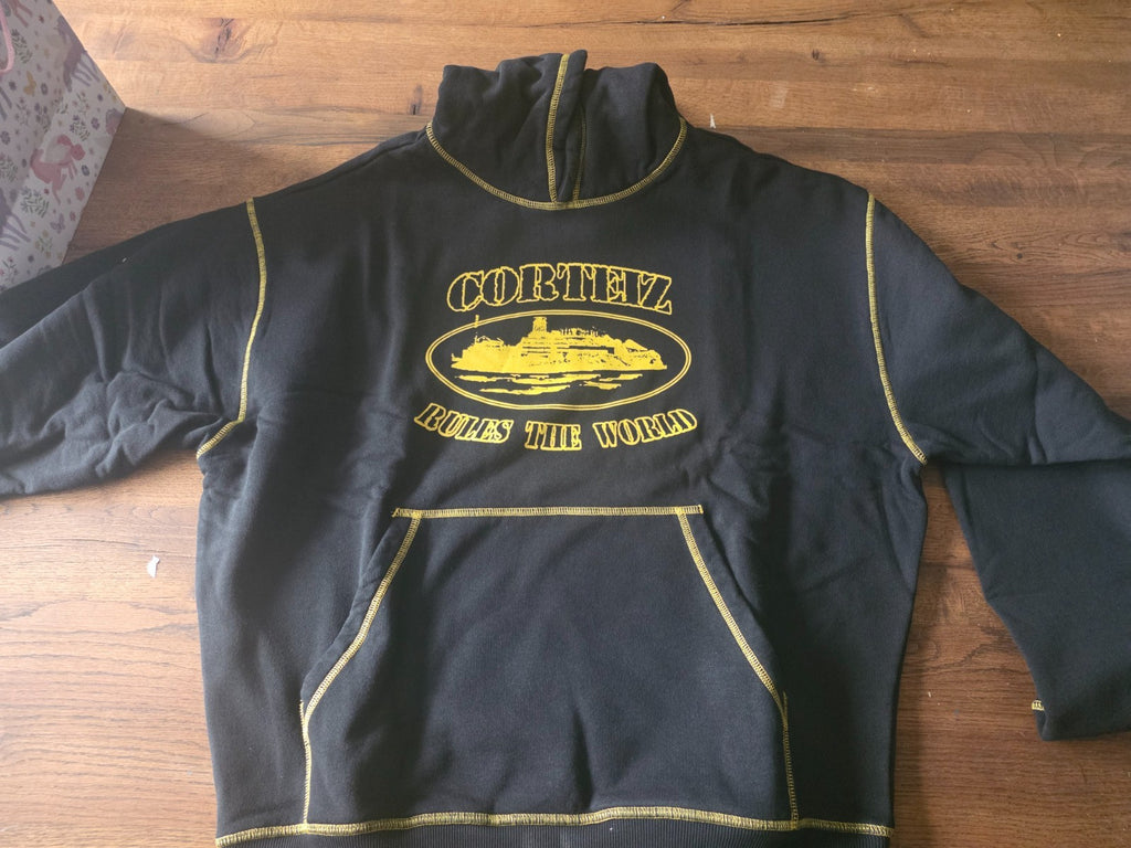 Corteiz RTW Alcatraz Contrast Hoodie – Black/Yellow