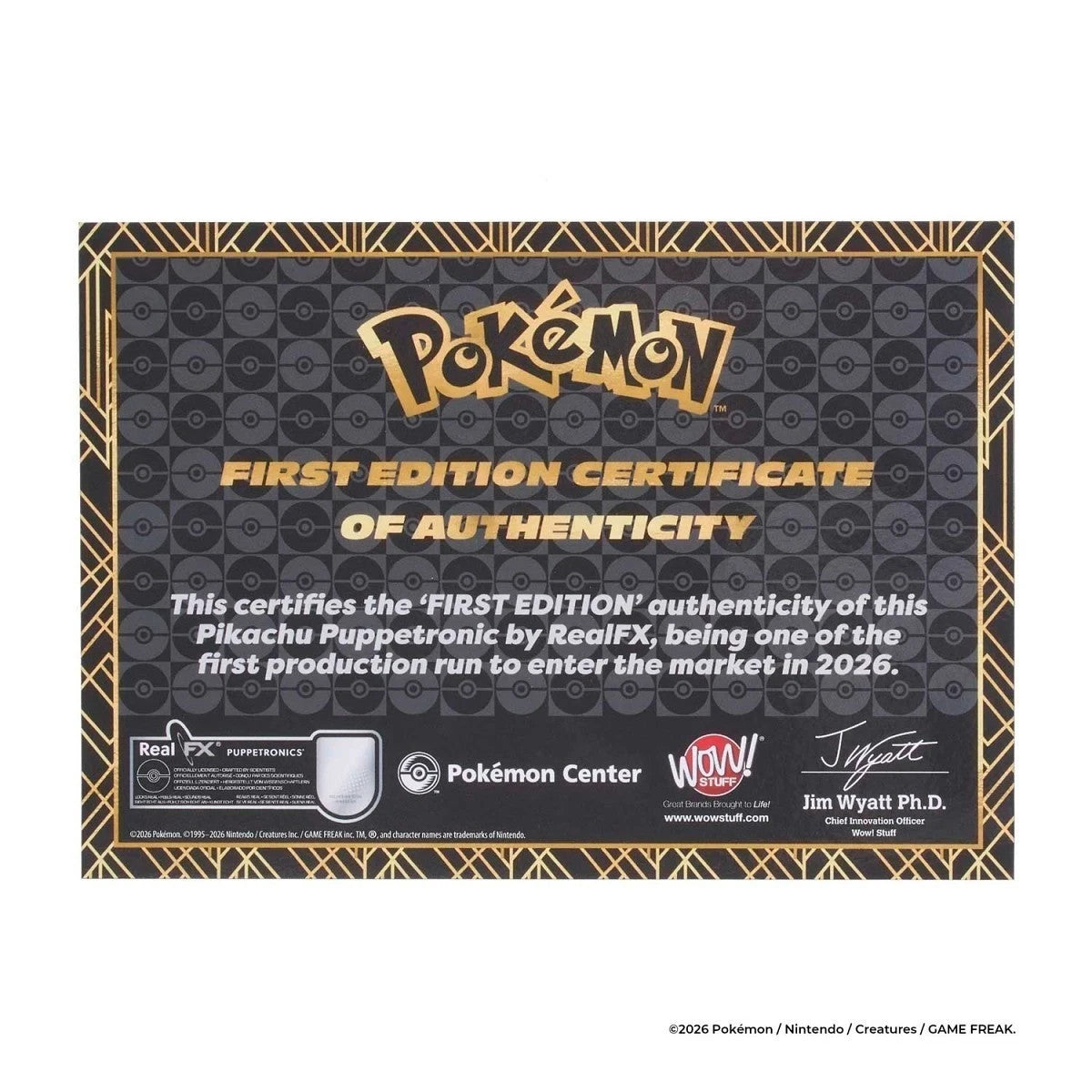 Pokémon Center Pikachu Puppetronic by RealFX – Collector's Edition with Certificate