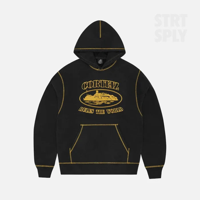 Corteiz RTW Alcatraz Contrast Hoodie – Black/Yellow
