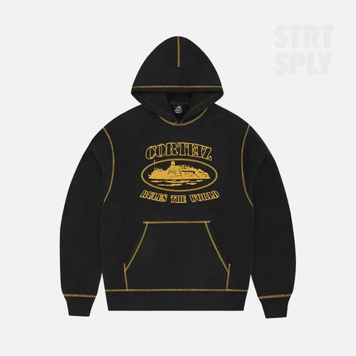Corteiz RTW Alcatraz Contrast Hoodie – Black/Yellow