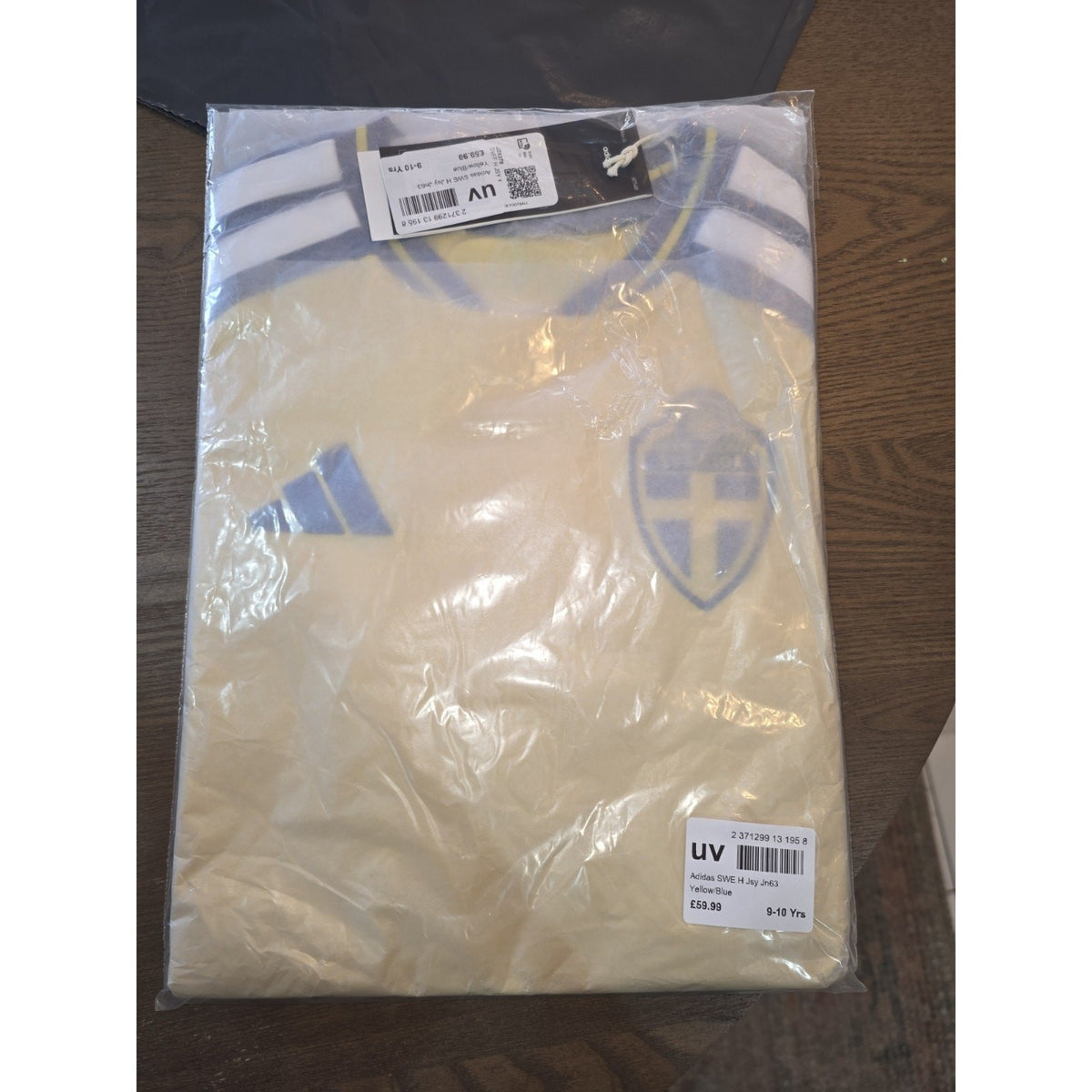 adidas Sweden Kids' Home Jersey – Yellow/Blue – 9-10 Years