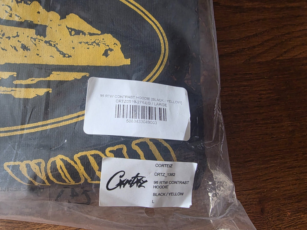 Corteiz RTW Alcatraz Contrast Hoodie – Black/Yellow
