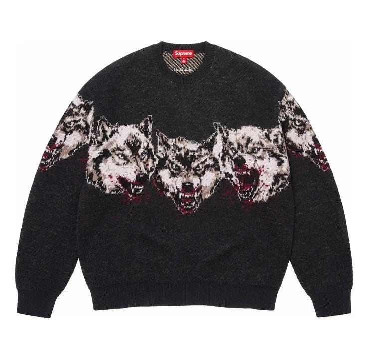 Supreme Wolves Sweater FW26 – Black/Grey