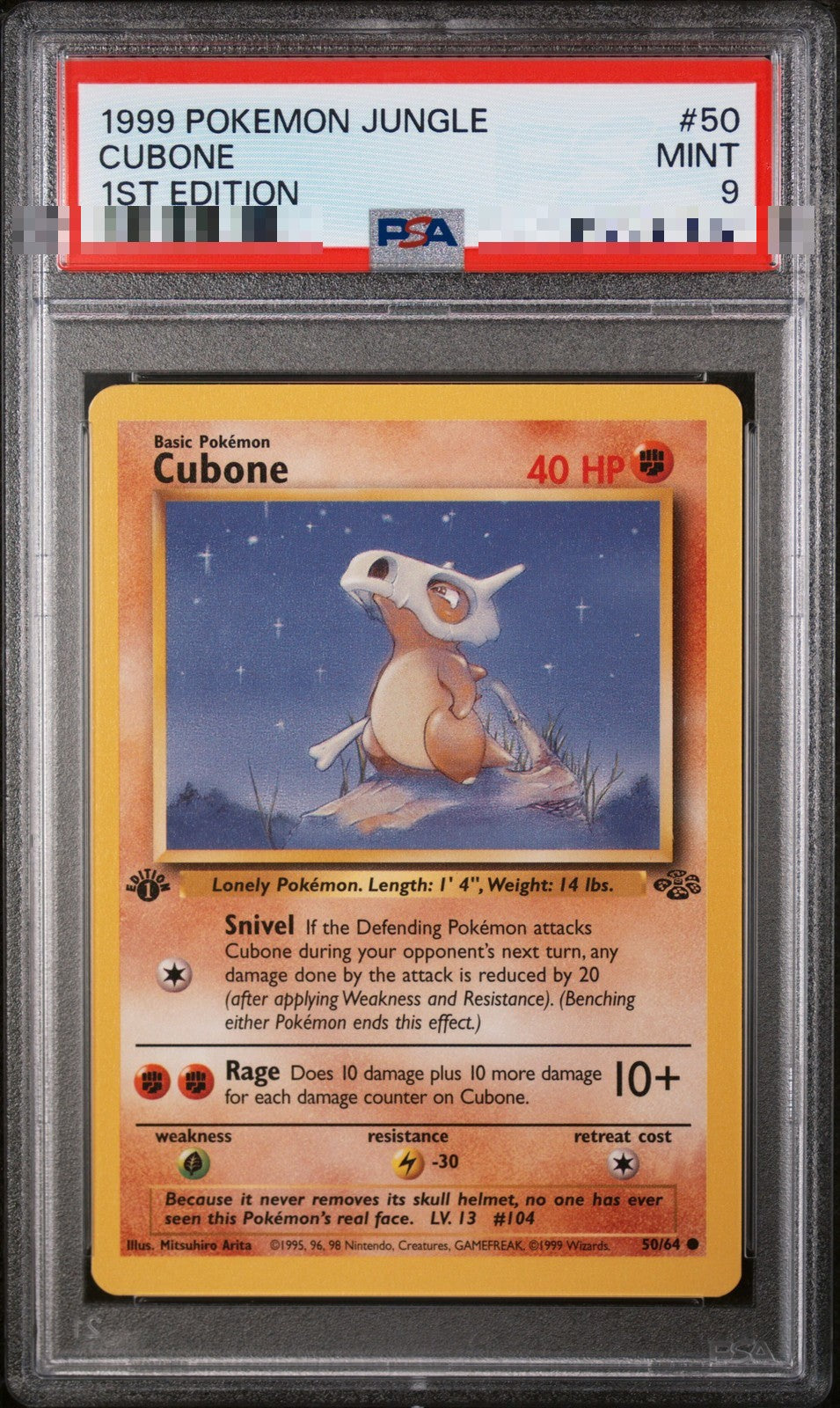 Cubone 50/64 1st Edition – Jungle – PSA 9 Mint