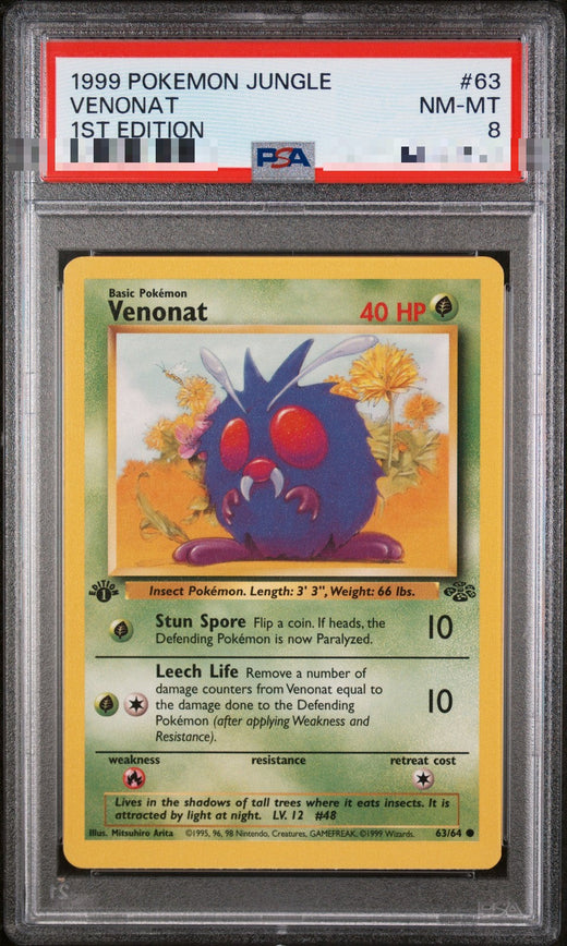 Venonat 63/64 1st Edition – Jungle – PSA 8 NM-MT