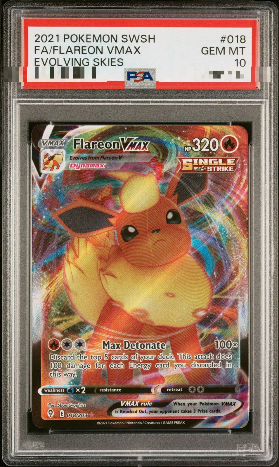 Flareon VMAX 018/203 – Evolving Skies – PSA 10 Gem Mint